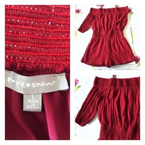 Purple Snow Red Orange Off The Shoulder Romper LG